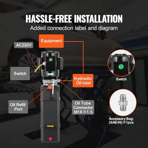 Mophorn Hydraulic Pump 2950 PSI 60HZ Hydraulic Power Unit 3 HP 220V Hydraulic Power Pack for 2 & 4 Post Lifts Car Lift Hydraulic Power Unit with 3.5 Gallon Reservoir - size: 14 Quart, style: Single Acting