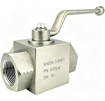 Autovo High Pressure Hydraulic Ball Valve KHB3K 3/8'' NPT,Shut-Off 3 Way Ball Valve,3/8" NPT Hydraulic Valve 7250 PSI - size: SR-KHB3K-3/8NPT-06-US
