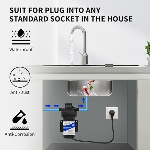TDRRICH 5.5GPM 75PSI RV Water Transfer Pump for Home,110V Electric Water Pressure Increaser Diaphragm Pump for Boat Yacht,Self Priming Marine Fresh Sprinkler Water Pump for Lawn Camper Pool Irrigation