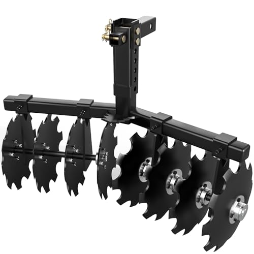 Suitable for 32" Heavy-Duty Disc Plow Harrow for ATV/UTV | Universal 2" Receiver Mount | Adjustable Height, Durable Pull Behind Design for Efficient Tilling and Farming