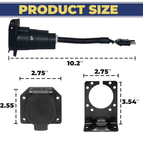 BFXM 4 Pin Flat to 7 Pin RV Blade Trailer Adapter with Mounting Bracket - color: 4 PIN