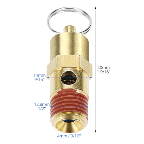 QWORK Brass Pressure Relief Valve (2 Pack) - 1/4 Inch NPT Threaded, 150 PSI Rating, Air Compressor Check Valve with Seal Thread Locks