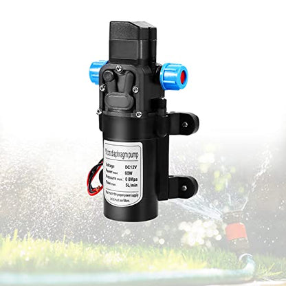 Water Self Priming Pump, DC 12V 60W High Pressure Micro Diaphragm Pump 116PSI Self Priming Sprayer Pump, 5L/Min Flowrate