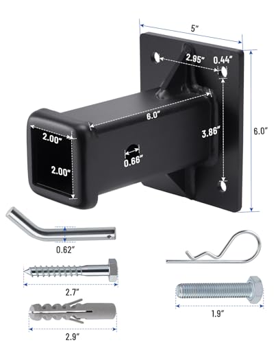SPARKWHIZ Bolt on Receiver Hitch Tube 2 Inch Hitch Wall Mount