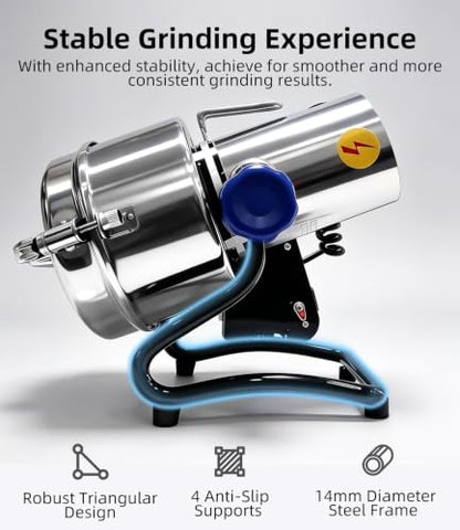 Electric Grain Mill 400g with Adjustable Lockable Angle for Wheat, Spices - size: 400g