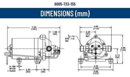 PENTAIR SHURFLO 8005-733-155 Delivery Pump, High Pressure Diaphragm Pump