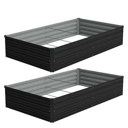 Vengarus 2PCS 8x4x1ft Galvanized Raised Garden Beds Kit,Planter Box Black - color: Black, size: 8x4x1FT(2PCS)