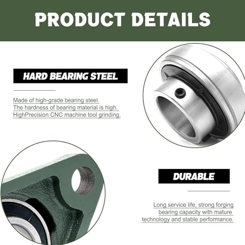 2 Pcs of UCFL208-24 Pillow Block Bearing Flange Mounted Pillow Block Bearings - Chrome Steel Bearings with 1-1/2" Bore - size: UCFL208-24-2Pcs