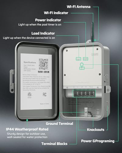 DEWENWILS Pool Pump Timer, Outdoor Smart WiFi Timer Box, 40A 120VAC 2HP - style: 120VAC 2HP
