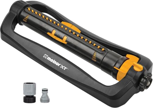 Melnor 65167AMZ XT Turbo Oscillating Sprinkler, 4,500 sq. ft., Quick Connect Bundle, 3-Way Adjustable, Black, Yellow (Pack of 12) - size: 3-Way Adjustable, style: Pack of 12