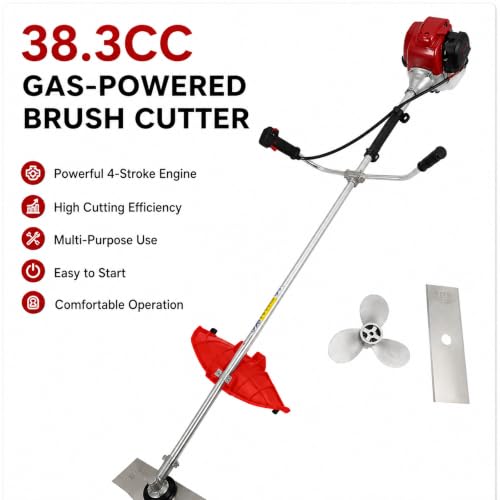 38.3CC 4-Stroke Gas Powered 2 in 1 Brush Cutter with Marine Propeller