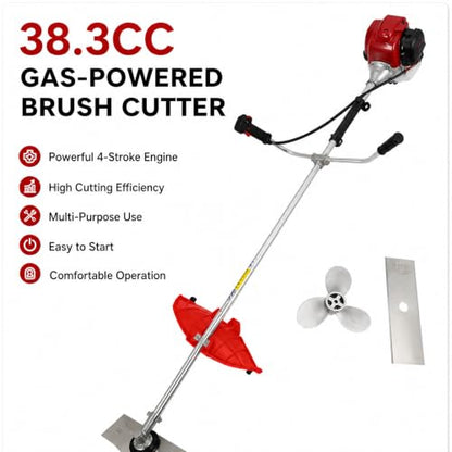 38.3CC 4-Stroke Gas Powered 2 in 1 Brush Cutter with Marine Propeller