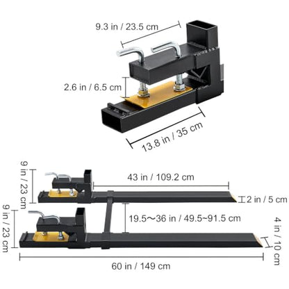 Clamp on Pallet Forks 4000 lbs with 60" Adjustable Bucket Forks