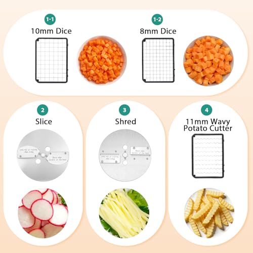 Newhai 4-in-1 Commercial Veggie Processor, Slicer Dicer Shredder 330lb/h