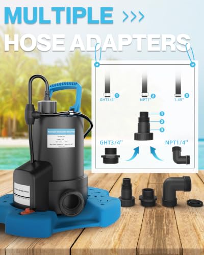 AgiiMan 1HP Automatic Pool Cover Pump, Submersible Sump Pump, Light Blue - color: Light Blue