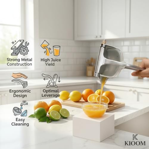 Manual Juicer Hand Press – Handheld Fruit Juicer Squeezer for Orange, Lemon, Lime & Citrus – Heavy Duty Metal Juice Squeezer with Non-Slip Base