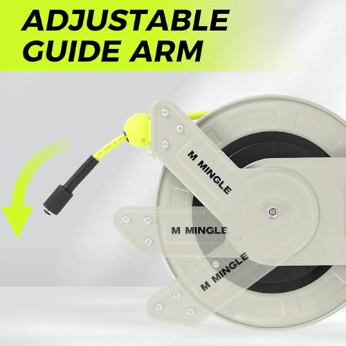 MINGLE Retractable Pressure Washer Hose Reel, 1/4" × 100ft - size: 100 FT