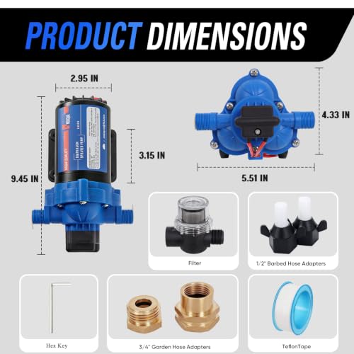 12V Sprayer Pump, 5.5GPM Chemical Resistant Diaphragm Pump - color: 12v-5.5gpm-10amps