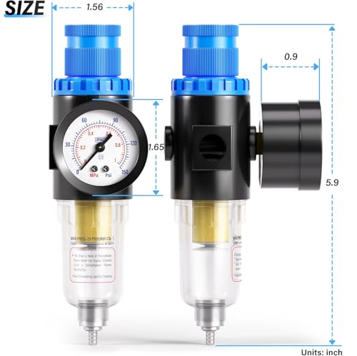 TAILONZ 1/4"NPT Pneumatic Pressure Regulator AFR2000 With Gauge - style: Regulation + Filtration