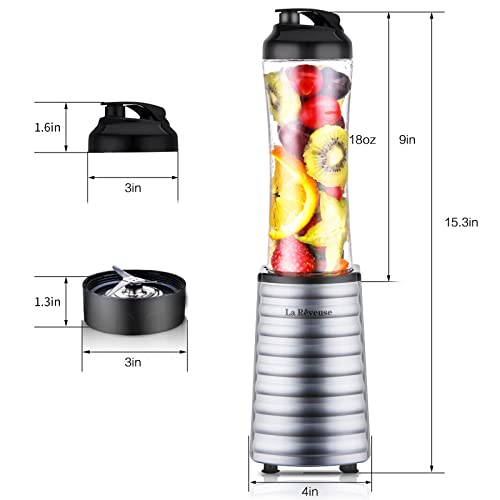 La Reveuse Personal Size Blender for Protein Shakes and Smoothies, Silver - color: Silver