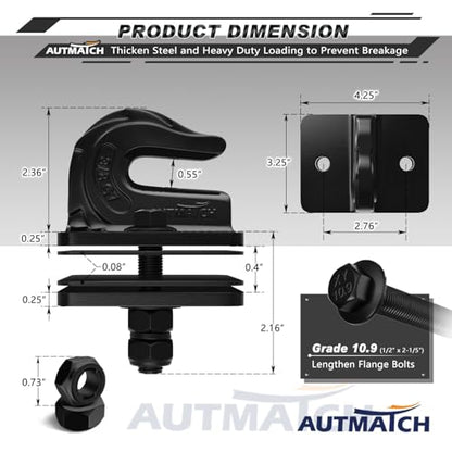 AUTMATCH Tractor Bucket Grab Hook 3/8" (2-Pack) Grade 70 Drop Forged Steel - color: Black