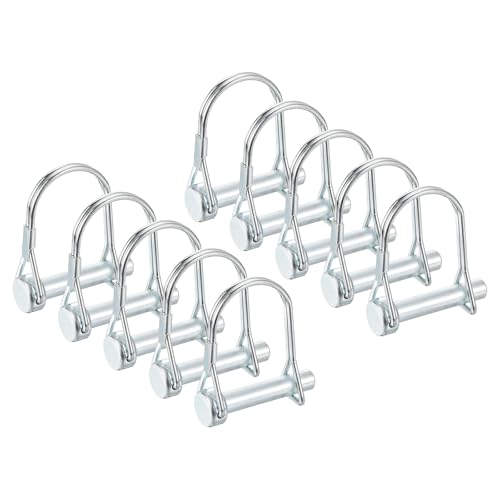 PATIKIL Trailer Coupler Pin 5/16" x1-9/16, 10 Pcs Wire Lock Safety Shaft Locking Round Pto Pins for Farm Trailers Lawn Hitches Garden Tractor Kayak Boat, Silver (8x40mm) - size: 5/16"x1-9/16"