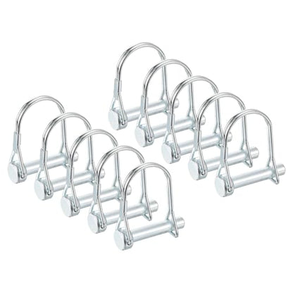 PATIKIL Trailer Coupler Pin 5/16" x1-9/16, 10 Pcs Wire Lock Safety Shaft Locking Round Pto Pins for Farm Trailers Lawn Hitches Garden Tractor Kayak Boat, Silver (8x40mm) - size: 5/16"x1-9/16"