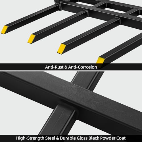 Clamp On Debris Forks To 48-60" Bucket, 4,6-Tine Clamp On Pallet Forks Bucket Forks Attachments, Ideal For Loader, Tractor Buckets, Skidsteer,43" 2500 LBS - size: 43" 2500 LBS