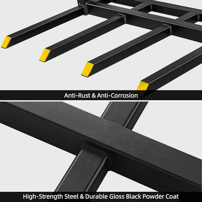 Clamp On Debris Forks To 48-60" Bucket, 4,6-Tine Clamp On Pallet Forks Bucket Forks Attachments, Ideal For Loader, Tractor Buckets, Skidsteer,43" 2500 LBS - size: 43" 2500 LBS