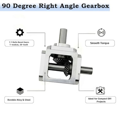 90 Degree Right Angle Gearbox 1:1 Bevel Gear Drive - size: 10mm Single Output Shafts