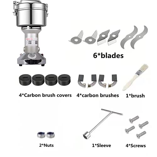 Grain Mill Grinder 750g High Speed Electric Stainless Steel Grinder Cereals Corn Flour Pulverizer Powder Machine for Dry Spice Herbs Grains Coffee Rice Pepper - size: 750 g
