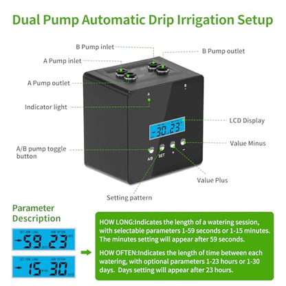 Automatic Watering System for Potted Plants | Indoor Plant Waterer with Programmable Timer, Dual Self-Priming Pumps, Drip Irrigation Kit for Up to 20 Plants