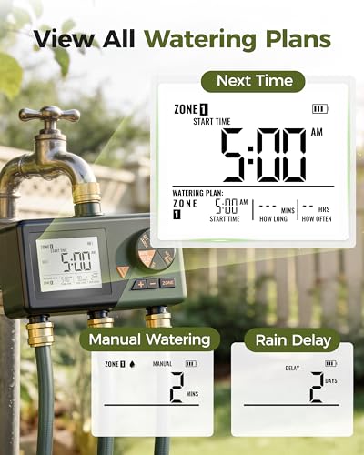 Diivoo Brass 3 Zone Sprinkler Timer, Programmable Hose Timers for Watering - size: 3 Outlets