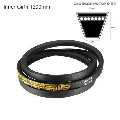 uxcell A51 Drive V-Belts 51" Inner Length 13mm Width 8mm Thick JIS Standard A-Section Rubber Drive Transmission Belt - size: 51"