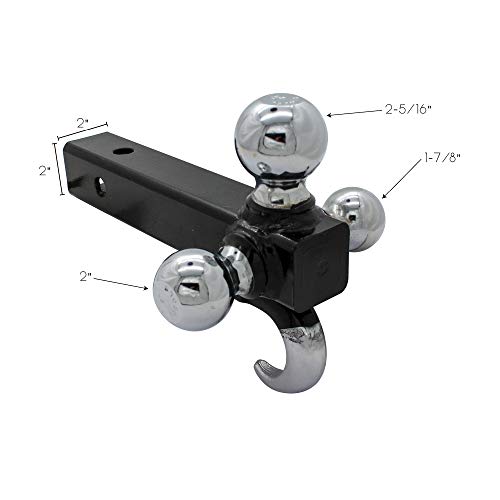 Extreme Max 5001.1367 Tri-Ball Trailer Hitch with Tow Hook