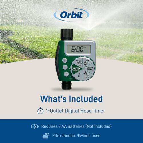 2-Pack (2 Total Timers) Orbit Programmable Digital Hose Watering Timer - 1 Outlet - Battery Powered - with LCD Screen - Built-in Rain Delay - Water-Resistant - 62061 - size: 2-Pack 1 Outlet