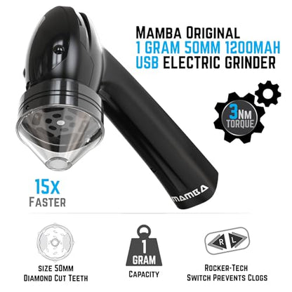 Mamba Original Electric Seed Grinder, USB-C Rechargeable Spice Mill, Black - color: Black & Black