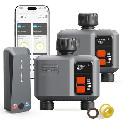 WiFi Sprinkler Timer 3 Zone, 2 Pack Smart Water Timer for Garden Hose - style: 2 Zone-2pcs