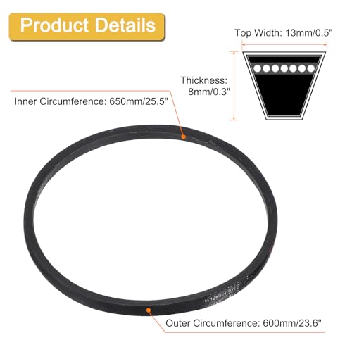 uxcell A23 1/2 Classic Wrapped V-Belt, 26" Outside Circumference A Profile V-Belt - size: A23 1/2