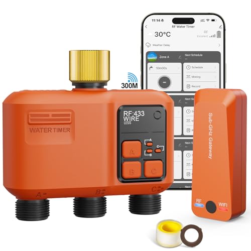 Smart WiFi Sprinkler Timer 3 Zone, Water Timer for Garden Hose Irrigation - style: 3 Outlet- Brass Inlet