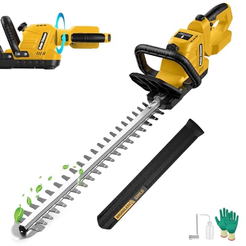 Givilo 22.4" Hedge Trimmer Cordless Compatible with Dewalt 20V MAX Battery - color: Yellow, size: 22 Inch