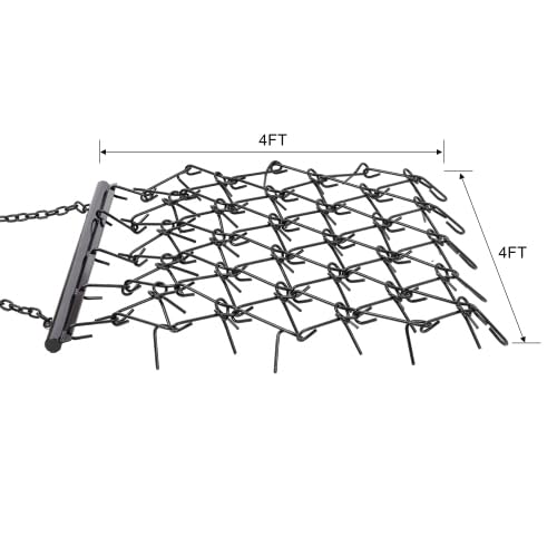 4FT Heavy-Duty Steel Drag Harrow,Field Leveling Chain Rake,Black - size: 4FT