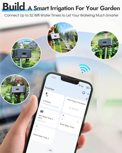 Insoma 2-Zone WiFi Water Timer Brass Inlet Outlet, Smart Sprinkler Timer, No-Gateway 2.4GHz, APP Remote Control WiFi Hose Timers, Voice Control with Alexa, Rain Delay and Manual Mode for Lawn Watering - size: 2 Zone-Brass-WiFi