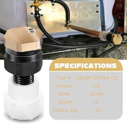 BN2BP125FWX-CS Boomless Sprayer Nozzle, 16ft Full Broadcast Spray, 2G, 12V - size: 1 Pack
