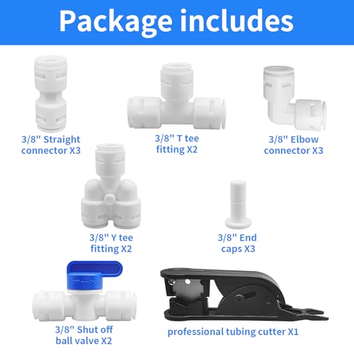 3/8" Quick Connect Push-to-Connect Water Line Fittings Kit - size: 3/8 inch,16Pcs