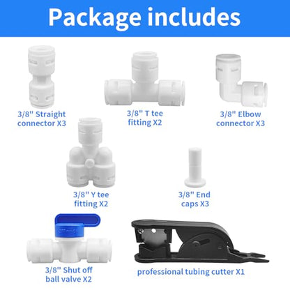 3/8" Quick Connect Push-to-Connect Water Line Fittings Kit - size: 3/8 inch,16Pcs