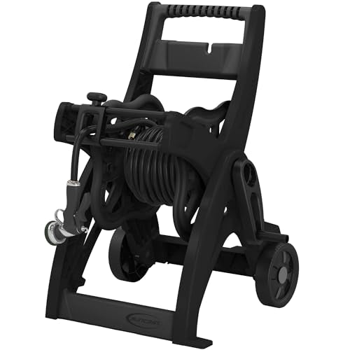 Hosemobile Hose Reel Cart, 175 ft Capacity, with Wheels and Handle, Black