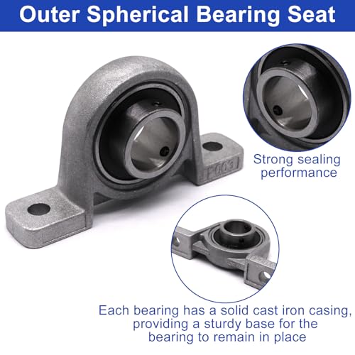 11/16 inch Pillow Block Bearing 4Pcs, 17mm ID Mounted Pillow Block Bearings, Vertical Zinc Alloy Steel Mounted Flange Bearing, Self Alignment, KP003 - size: 11/16"(KP003)