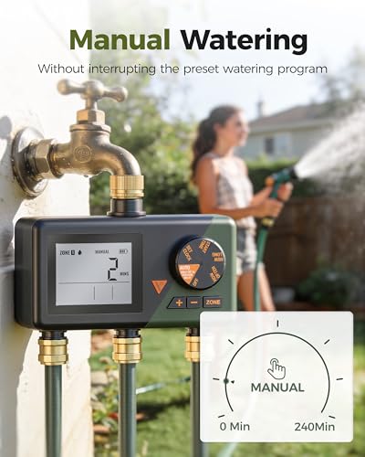Diivoo Brass 3 Zone Sprinkler Timer, Programmable Hose Timers for Watering - size: 3 Outlets
