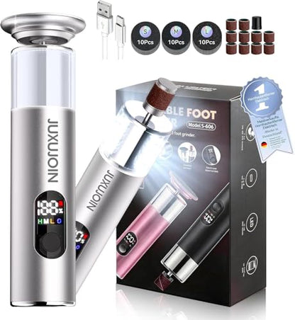 New Upgrade Electric Foot Callus Remover,Rechargeable Electric Callus Remover for Feet【Variable 3-Speed & LED Light】【Removes 99.92% of Calluses】Portable Foot File Pedicure Kits with 60Grit Pad-Silver2 - color: S606silver-60